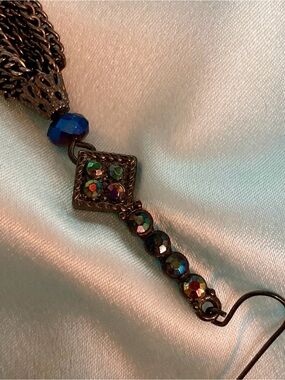 Art Deco Iridescent Dangle Earrings - Multicolor Accents